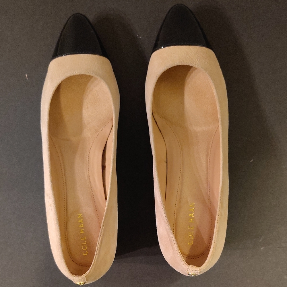 Cole Haan Women's Black and Beige Square Heel Pumps
